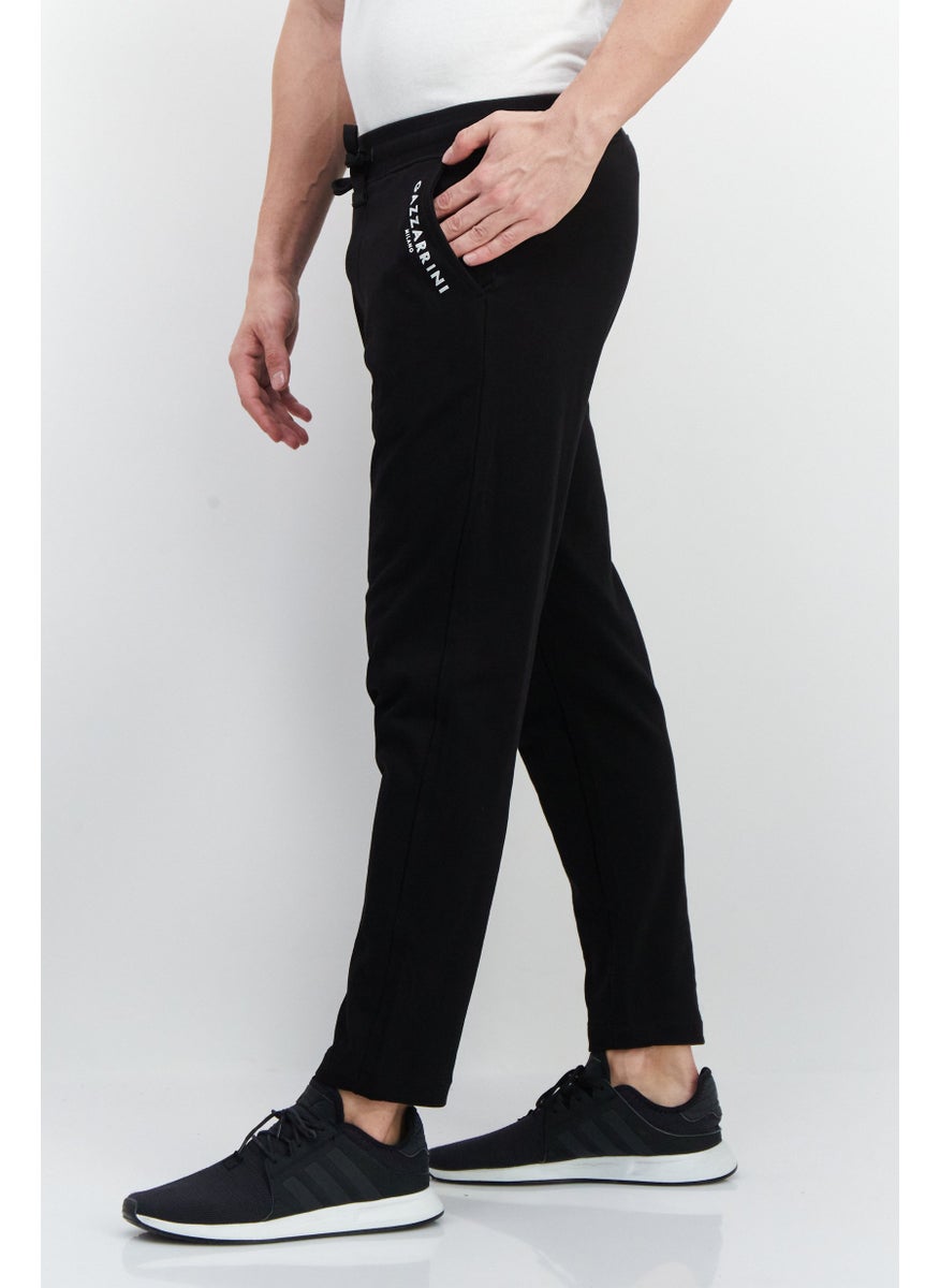 Gazzarrini - Men Drawstring Brand Logo Sweatpants, Black - Image 1