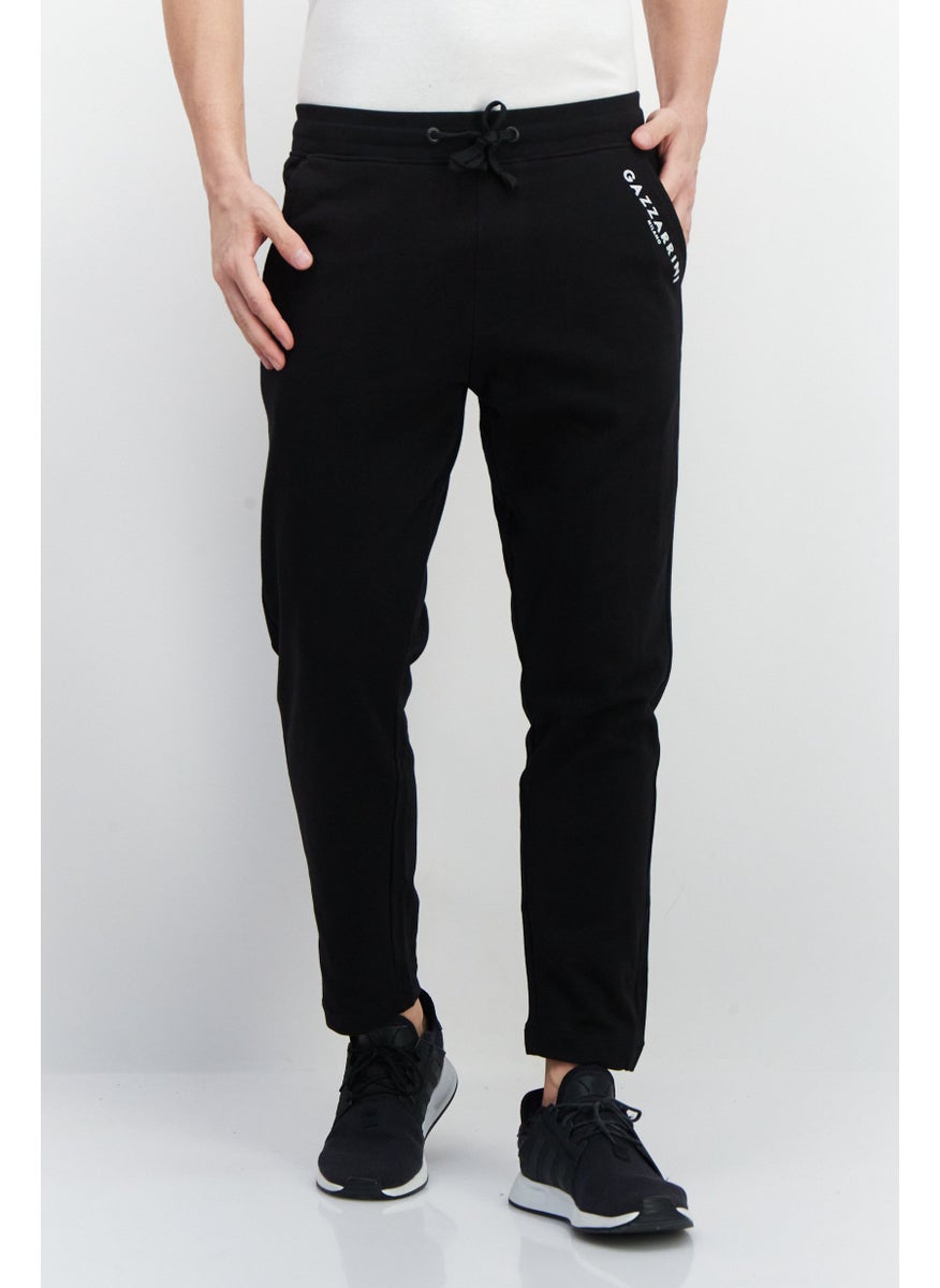 Gazzarrini - Men Drawstring Brand Logo Sweatpants, Black - Image 1