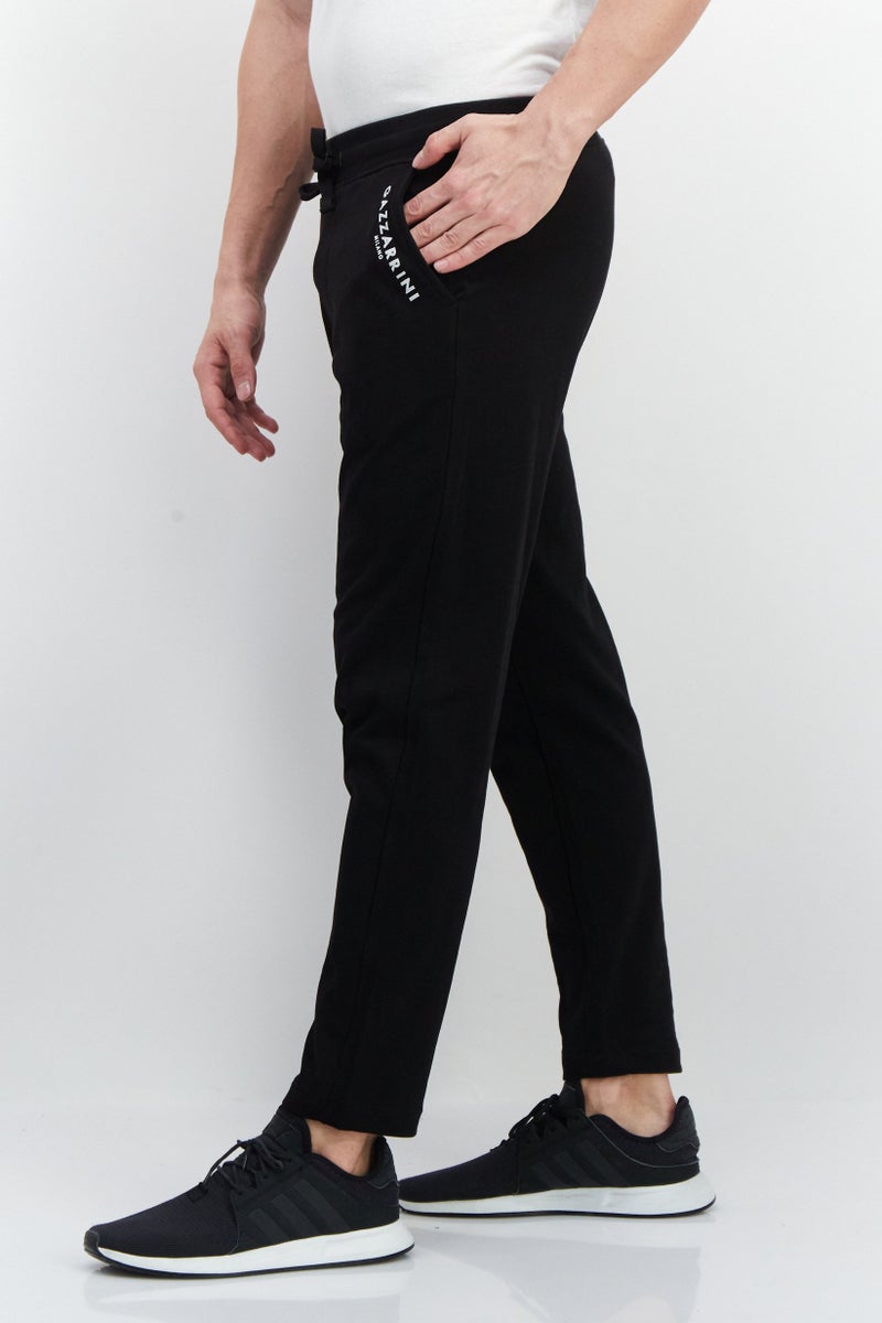 Gazzarrini سروال رياضي للرجال بشريط سحب مع شعار العلامة التجارية، أسود - Image 2