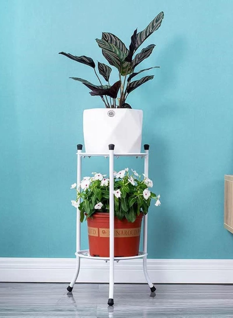 Raxoom 2 Tier Plant Stand Flower Display Shelf, Metal Plant Stand,Rustproof Iron Round Plant Shelf, Metal Flower Shelf for Indoor/Outdoor Plants Corner Garden Patio Balcony Potted Decorative Display - Image 1