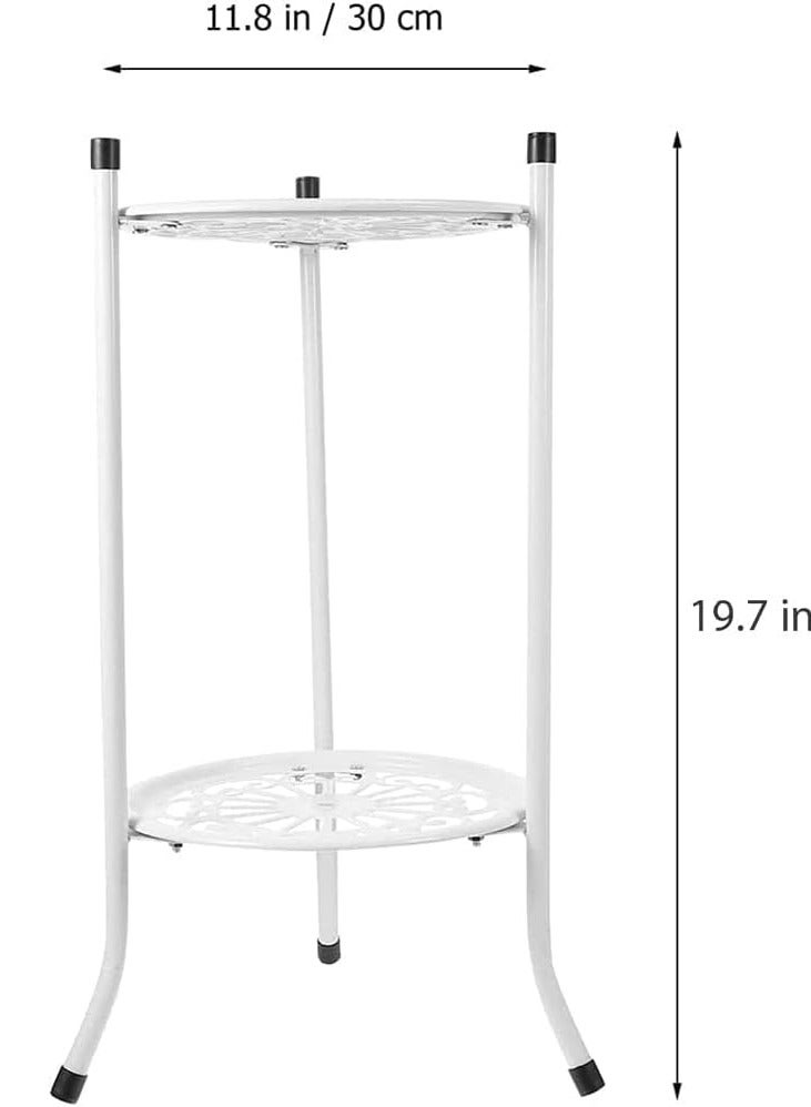 Raxoom 2 Tier Plant Stand Flower Display Shelf, Metal Plant Stand,Rustproof Iron Round Plant Shelf, Metal Flower Shelf for Indoor/Outdoor Plants Corner Garden Patio Balcony Potted Decorative Display - Image 2