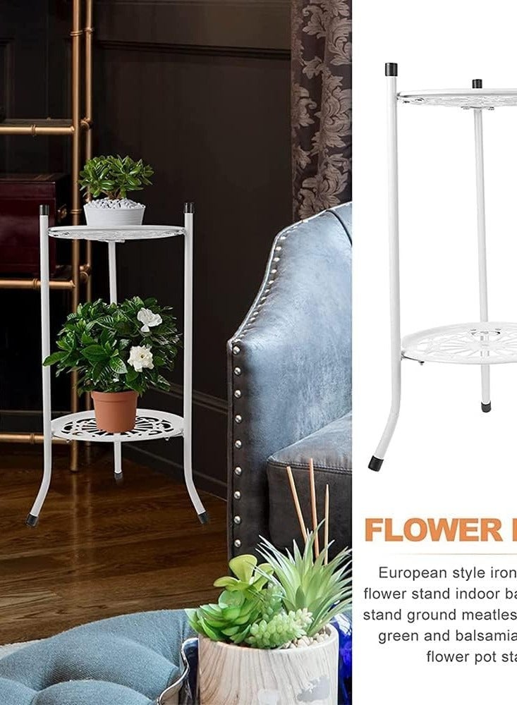 Raxoom 2 Tier Plant Stand Flower Display Shelf, Metal Plant Stand,Rustproof Iron Round Plant Shelf, Metal Flower Shelf for Indoor/Outdoor Plants Corner Garden Patio Balcony Potted Decorative Display - Image 4