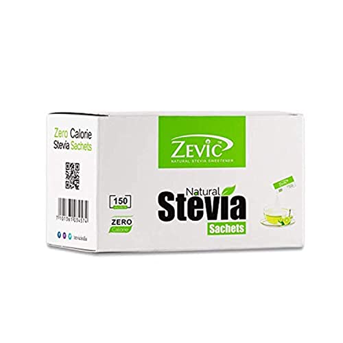 Zevic 100% Sugar Free Natural Stevia Sachets | Zero Calories | Vegan & Keto | Diabetic Friendly - 205 g (150 Units) - Image 1