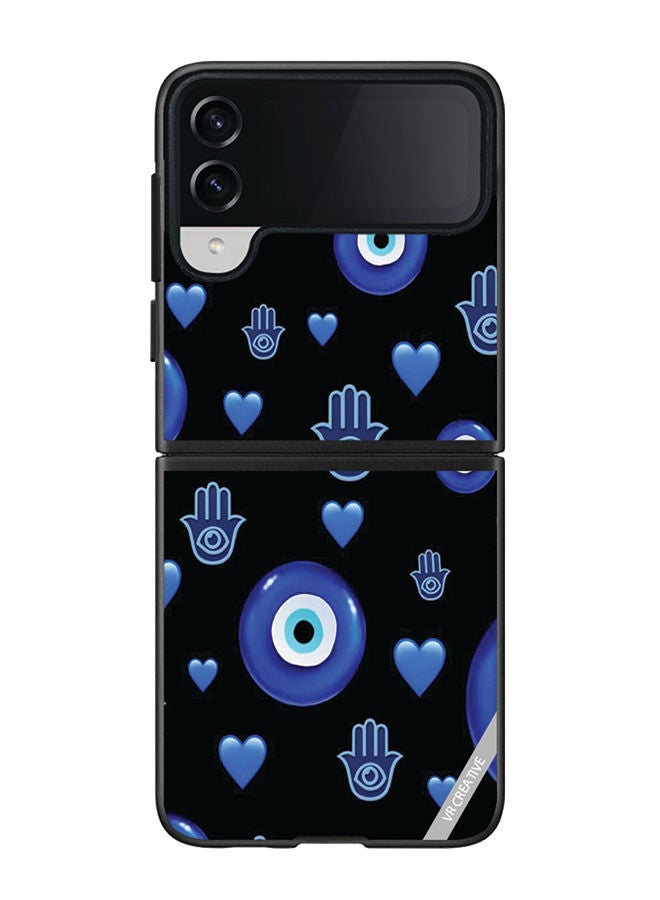 VR CREATIVE Protective Case Cover For Samsung Galaxy Z Flip4 Evil Eye Design Multicolour - Image 1
