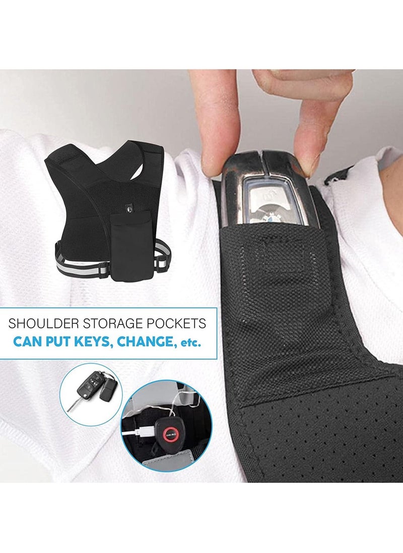SYOSI - Running Vest Phone Holder, Adjustable Waistband Reflective Training Workout Gear with Pocket, Hands Free Breathable Sports Vest for Phone Holder for Cycling Walking - Image 1