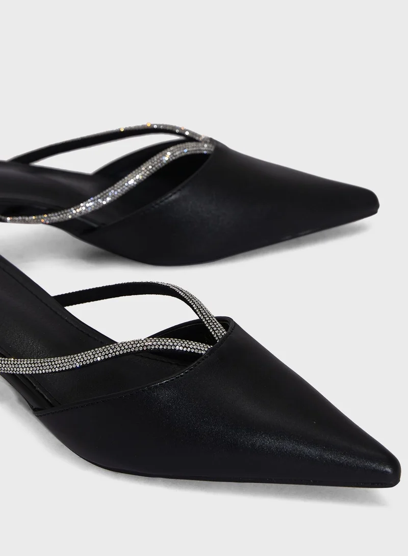ELLA Diamante Trim And Net Pointed Pump