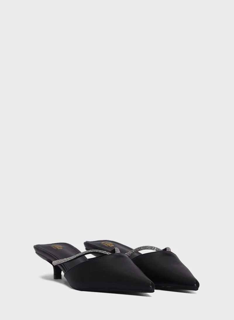 ELLA Diamante Trim And Net Pointed Pump