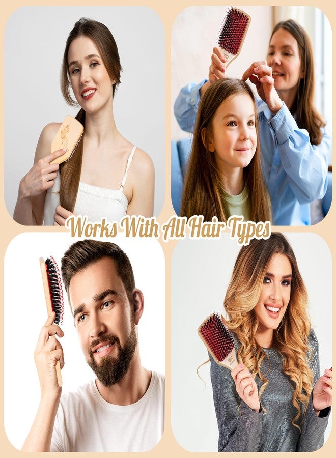 أورثيون فرشاة شعر URTHEONE، مجموعة فرشاة شعر بشعيرات الخنزير ومشط شعر للنساء والرجال والأطفال، أفضل فرشاة شعر مجداف خشبية طبيعية للشعر الرطب أو الجاف - Image 4