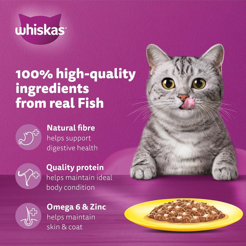 Whiskas Ocean Fish Wet Cat Food 80g Pouches (Pack of 24) - Image 3
