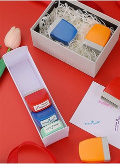 VINSOC Self-Inking Teacher Stamp Set for Grading Classroom Teachers Review Homework Feedback Parents Signature Colorful Business Stamps 8 PCs  - Image 4
