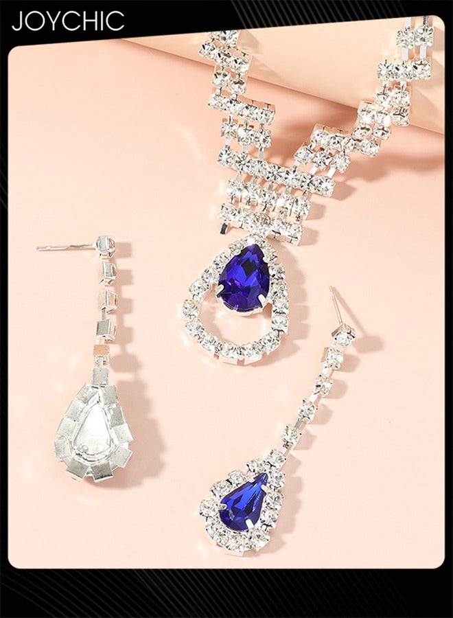 Joychic طقم مجوهرات أنيق من قلادة وقرط على شكل قطرة ماء مكون من قطعتين للنساء، مناسب للسيدات والفتيات - Image 2