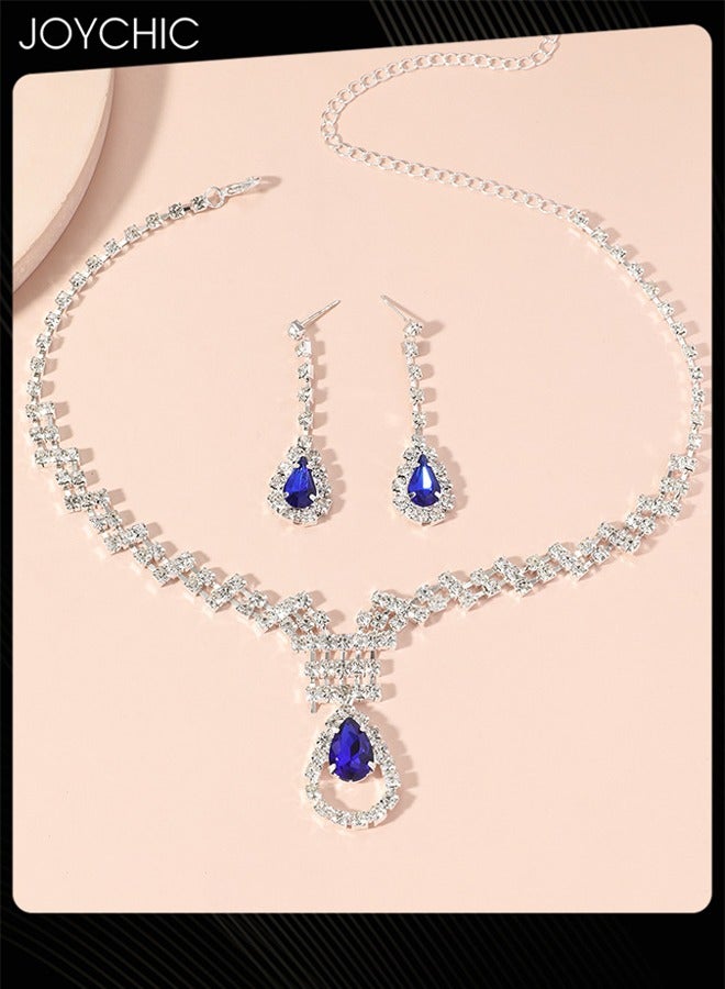 Joychic طقم مجوهرات أنيق من قلادة وقرط على شكل قطرة ماء مكون من قطعتين للنساء، مناسب للسيدات والفتيات - Image 3