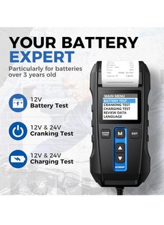 Topdon TOPDON Car Battery Tester BT300P, 12V 24V Battery Tester with Printer, with Battery Test, Cranking Charging Test for 100-2000CCA Batteries, Carrying Bag, 3 Rolls of Printing Paper Included  - Image 2