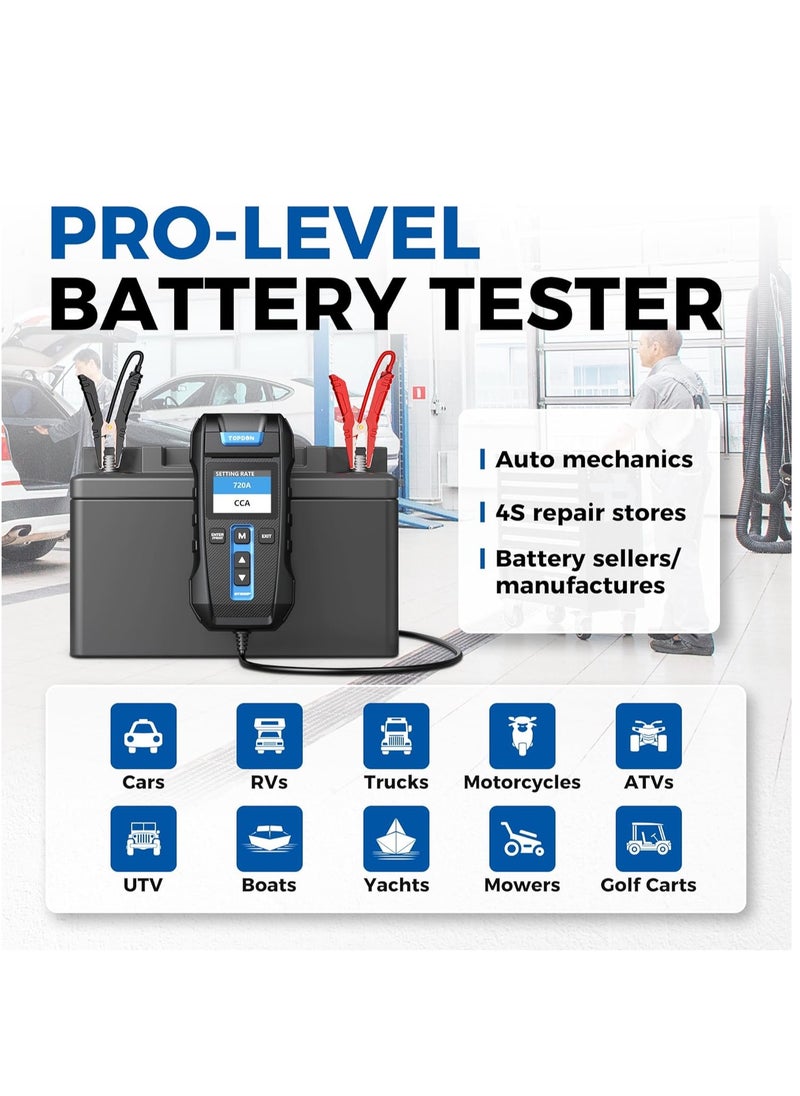 Topdon - TOPDON Car Battery Tester BT300P, 12V 24V Battery Tester with Printer, with Battery Test, Cranking Charging Test for 100-2000CCA Batteries, Carrying Bag, 3 Rolls of Printing Paper Included - Image 1
