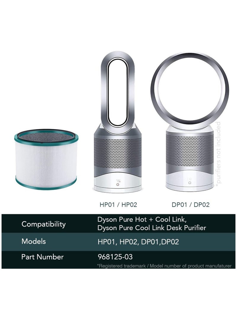 Generic - HP01 HP02 DP01 DP02 H13 True HEPA Replacement Filter Compatible with Dyson Desk Purifier and Pure Hot Cool Link Air Purifiers, Replaces Part # 968125-03, One 360 HEPA Filter, 2 Pack - Image 1