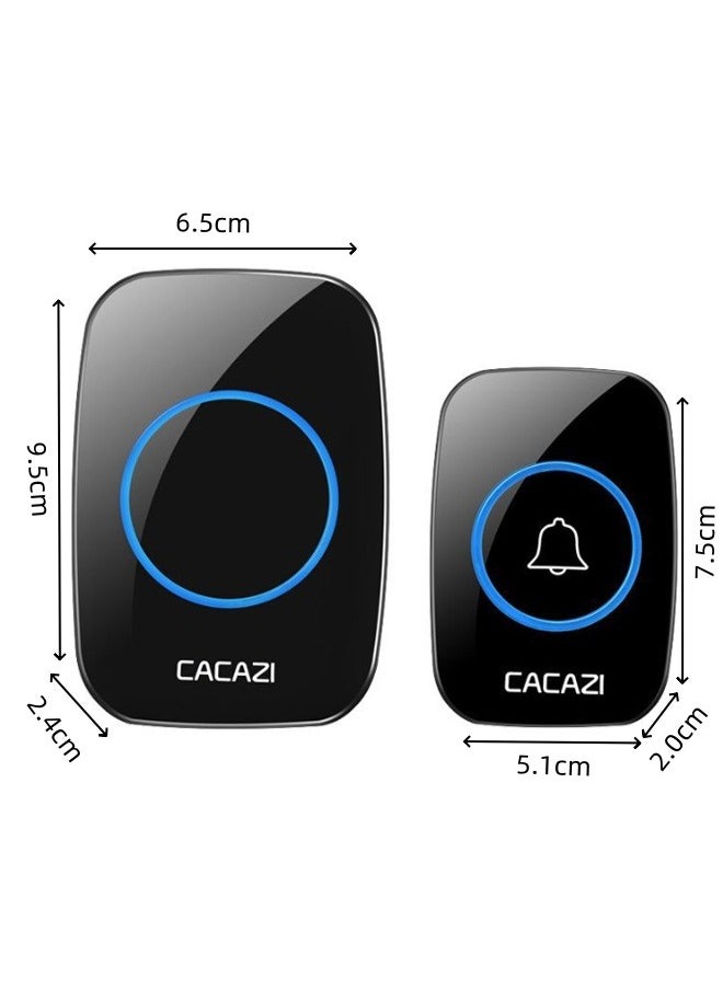 Wireless Doorbell, Plug-in Receiver, Waterproof Push Button, 5 Volume Levels, 60 Chimes, LED Flash CD Sound Home Security Alarm for Home, Apartments, Businesses, Classrooms