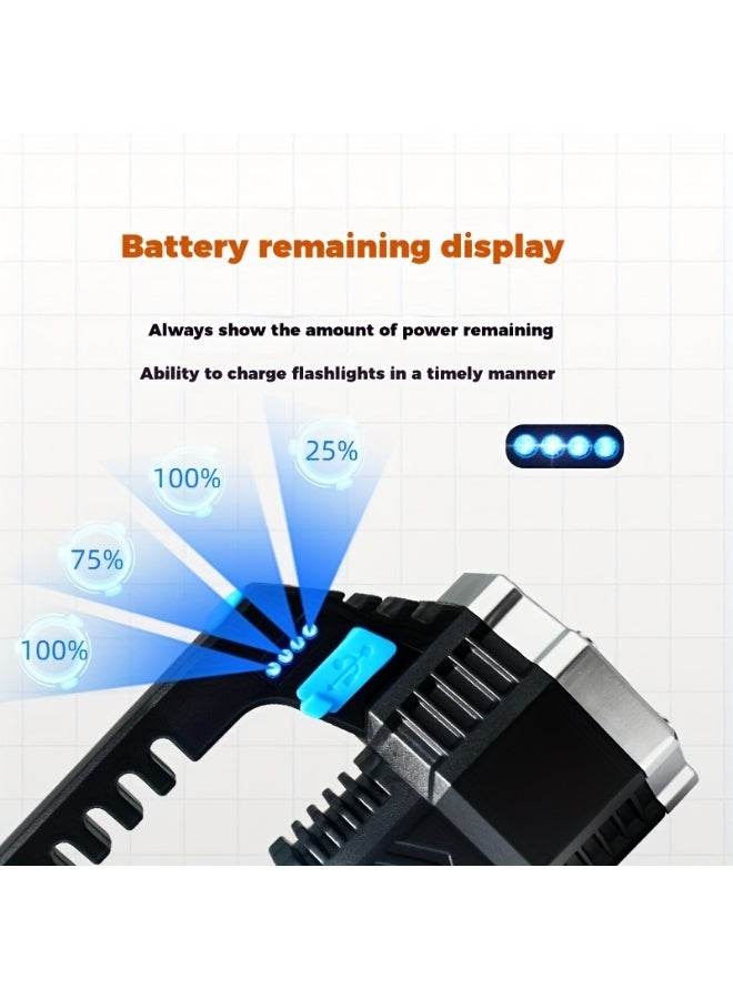 7-Core Super Bright Rechargeable LED Flashlight with Handle and Side COB Light - Image 4