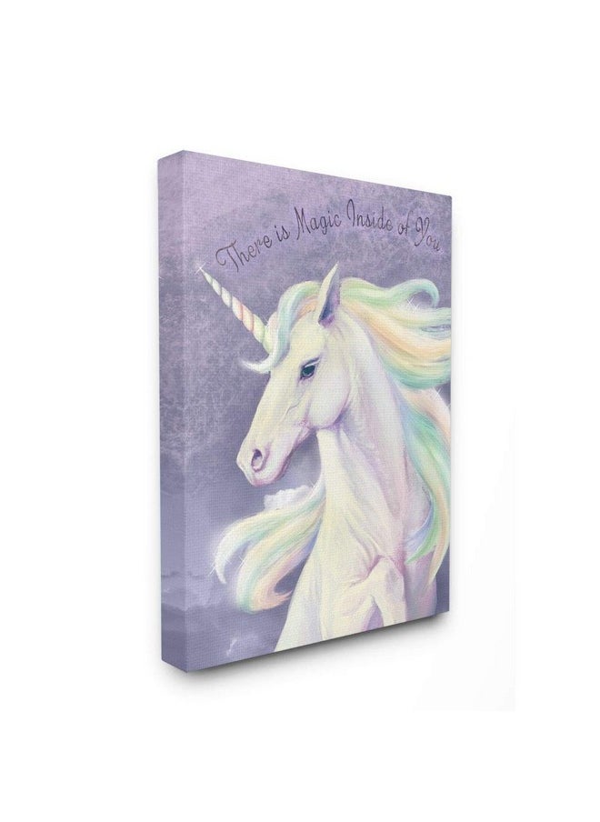 Stupell Industries - Magic Inside Of You Inspirational Unicorn Quote Purple Pink Designed By Ziwei Li Wall Art 24X30 Canvas - Image 1