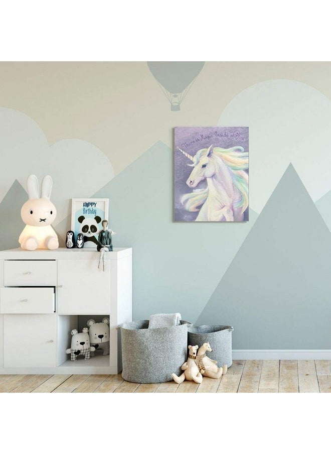 Stupell Industries - Magic Inside Of You Inspirational Unicorn Quote Purple Pink Designed By Ziwei Li Wall Art 24X30 Canvas - Image 1