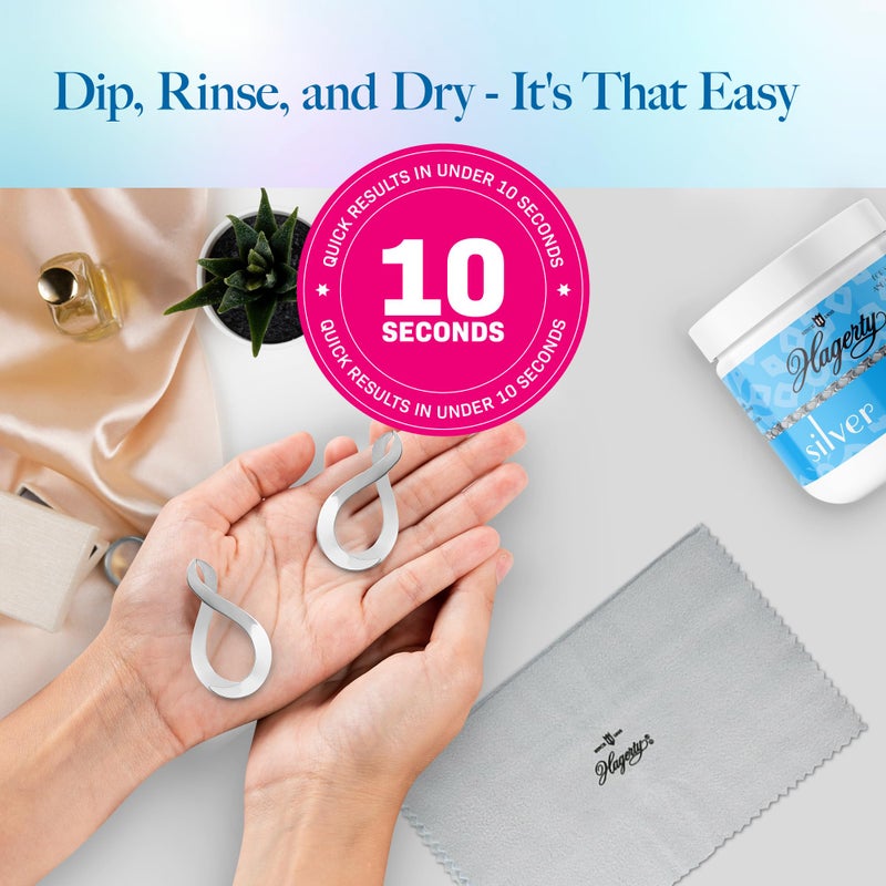 Hagerty Silver Cleaner and Tarnish Remover for Silver Jewelry, Dipping Basket Included - Great for Sterling Silver and Silver Plate, Kosher Certified, Made in The USA, 7oz - Image 2