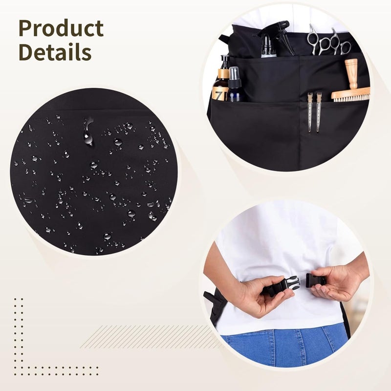 Barber Waist Tool Bag, Multi-Pocket Hairdresser Apron, Adjustable Waist Strap, Waterproof Nylon Half Waist Apron, 4 Pcs Set, Perfect For Salon Tools - Image 5