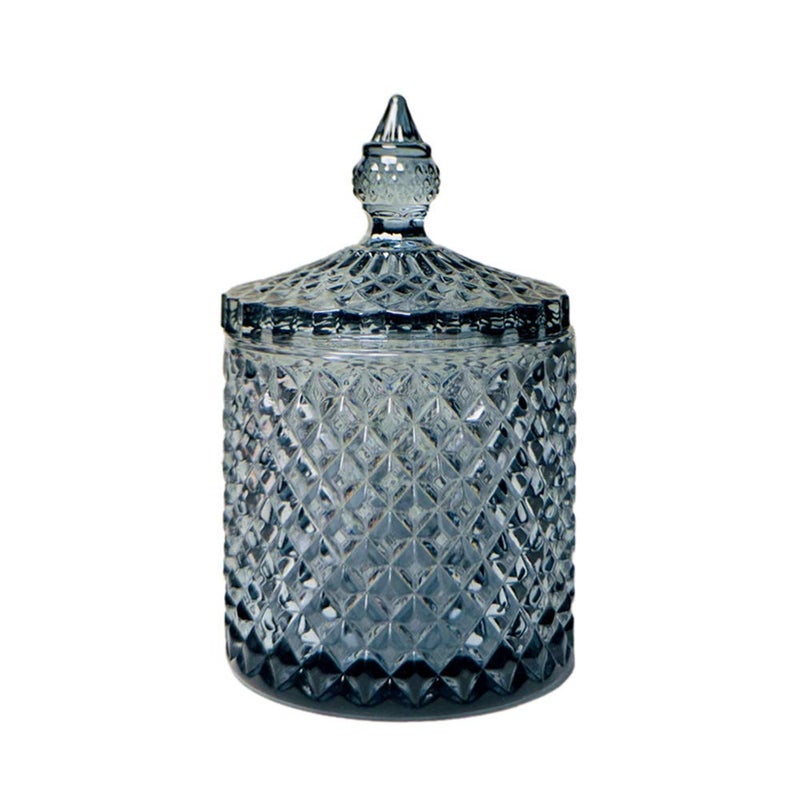 Sizikato Sizikato Diamond Faceted Crystal Glass Candy Jar with Lid Colorful Decorative Jar Jewelry Box Cotton Swab Storage Holder 
