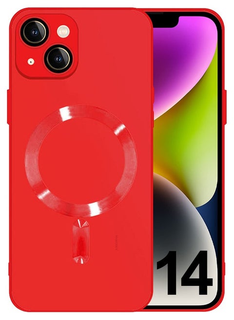 Cover With Magsafe Built In High Grade Soft Side Material for iPhone 14 - Red