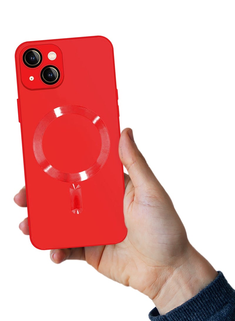 Cover With Magsafe Built In High Grade Soft Side Material for iPhone 14 - Red