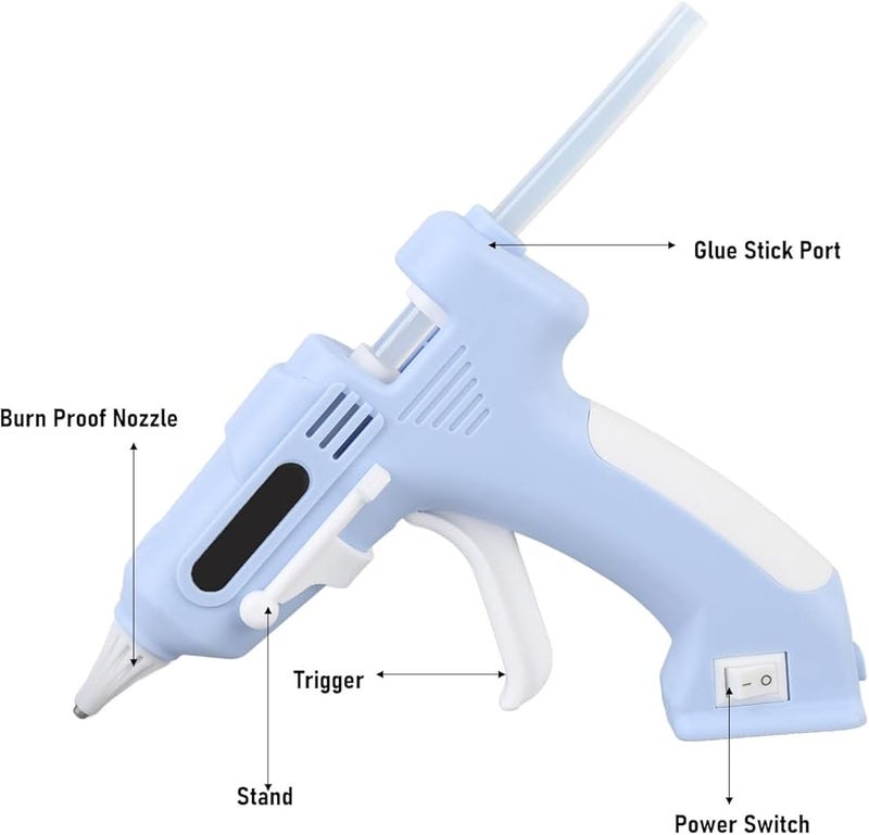 مسدس الغراء الكهربائي اللاسلكي الأزرق الساخن المحمول للصهر، مجموعة أدوات يدوية محمولة للحرف المنزلية - Image 4