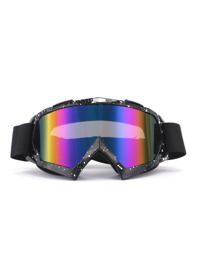 Spot Motorcycle Cross-Country Sandproof Goggles - KTM Black Frame, Reinforced Electroplated Multicolored Mirrored Lens (White Dot)
