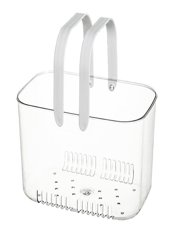 Mrisata Plastic Storage Basket with Handle Portable Shower Caddy Tote Organizer Basket Bin for Bathroom, Shower Caddy Basket, Large Capacity Hollow Design Clear Shower Caddy Organizer Basket - Image 4