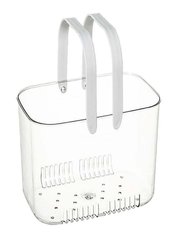 Mrisata Plastic Storage Basket with Handle Portable Shower Caddy Tote Organizer Basket Bin for Bathroom, Shower Caddy Basket, Large Capacity Hollow Design Clear Shower Caddy Organizer Basket - Image 1