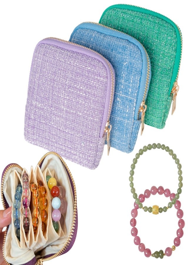 CHIMORY 2026 New Mini Jewelry Travel Case - Jewelry Travel Case for Crystal Bracelets, Rings, Bangles with Smooth Metal Zipper, Elegant Jewelry Pouch for Journey, Crystal Jewelry Storage Pouch, Tweed Purple - Image 1