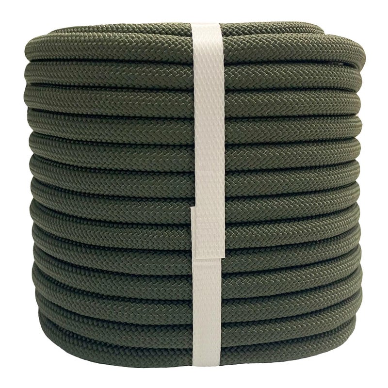 YUZENET Braided Polyester Arborist Rigging Rope 38 inch X 50 feet High Strength Outdoor Rope for Rock Climbing Hiking Camping Swing ArmyGreen