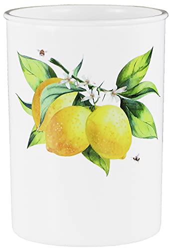 Reston Lloyd Multipurpose Utensil Crock – Holder for Spoons, Cutlery, Tools & More –Indoor/Outdoor Countertop Organizer, Fresh Lemon Pattern - Image 1
