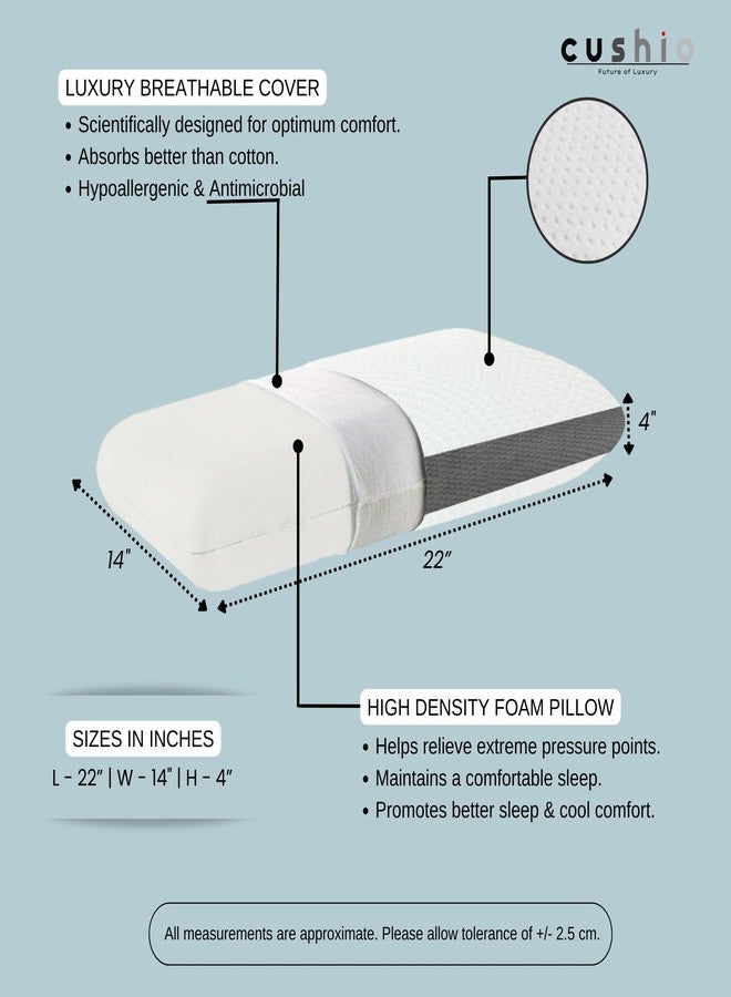CUSHIO Memory Foam Pillow | Size 22"x14"x4" (Set of 2) Orthopedic & Cervical Pillow for Relieving Neck & Shoulder Pain with Free Pillow Cover (White) - Image 3