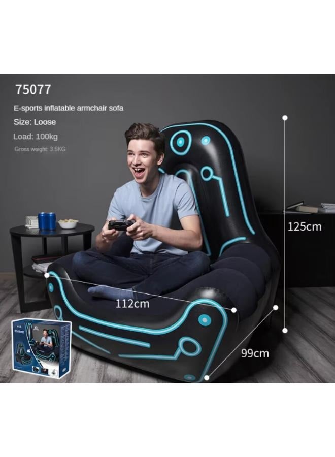 Inflatable Gaming Chair with Comfortable Backrest and Oversized Armrests for Lounging Mesh Pocket for Video Game Controller Storage - Image 2