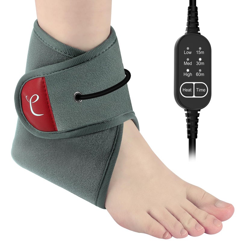 Comfytemp USB Wearable Heating Pad for Ankle and Feet With 3 Heat and Time Settings Electric Heated Wrap for Achilles Tendonitis Sprained Ankle Heel Pain Relief Plantar Fasciitis