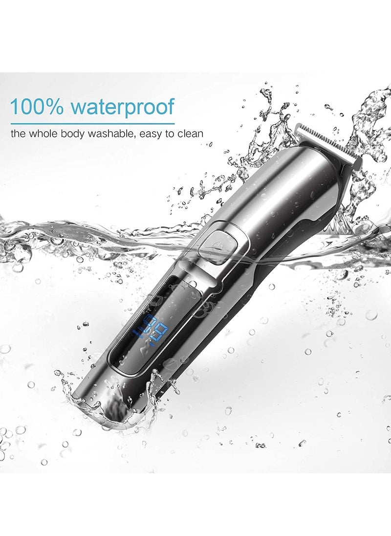 Arabest Electric Beard Trimmer for Men, Waterproof Body Grooming Kit, Nose Hair Ear Trimmer, Hair Clippers, Rechargeable All in 1 Body Groomer, Precision Mustache Shaver Razor, LED Display  - Image 3