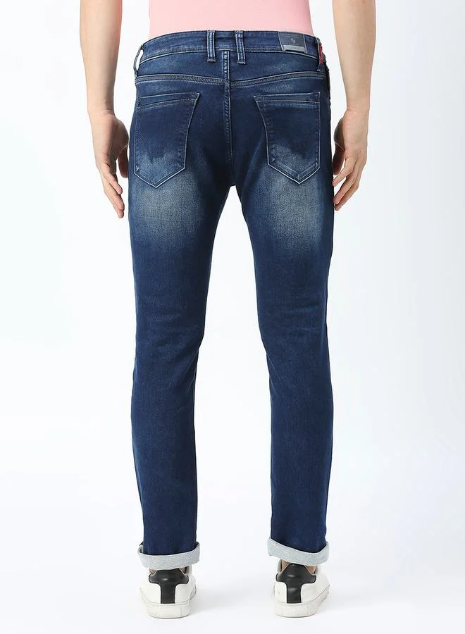 LAWMAN Pg3 Mid Rise Distressed Slim Fit Jeans by Styli