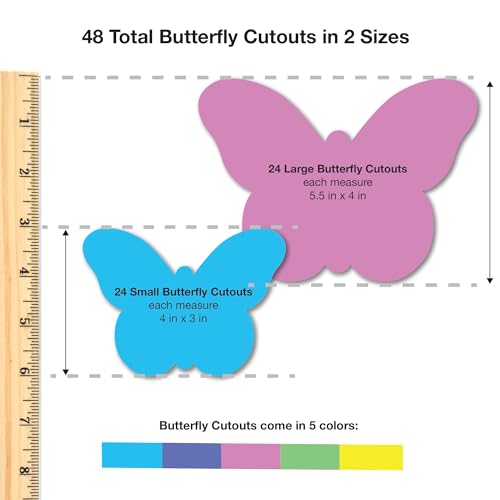 FreshCut Crafts 240 Pieces Spring Leaves, Butterflies, Flowers Punch Out Paper Cutouts in Assorted Spring Colors, 2-Sided US Made Card Stock for Spring Crafts, Bulletin Boards, Posters, and Spring Dance Parties - Image 5