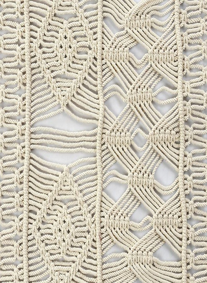 Party Stuff Cotton Macrame Table Runner, 14 x 84 inch Dining Mat, Home Bed Runner, Handwoven Bedroom Decor Long Mat (Ivory) - Image 3