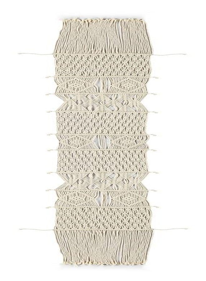Party Stuff Cotton Macrame Table Runner, 14 x 84 inch Dining Mat, Home Bed Runner, Handwoven Bedroom Decor Long Mat (Ivory) - Image 2