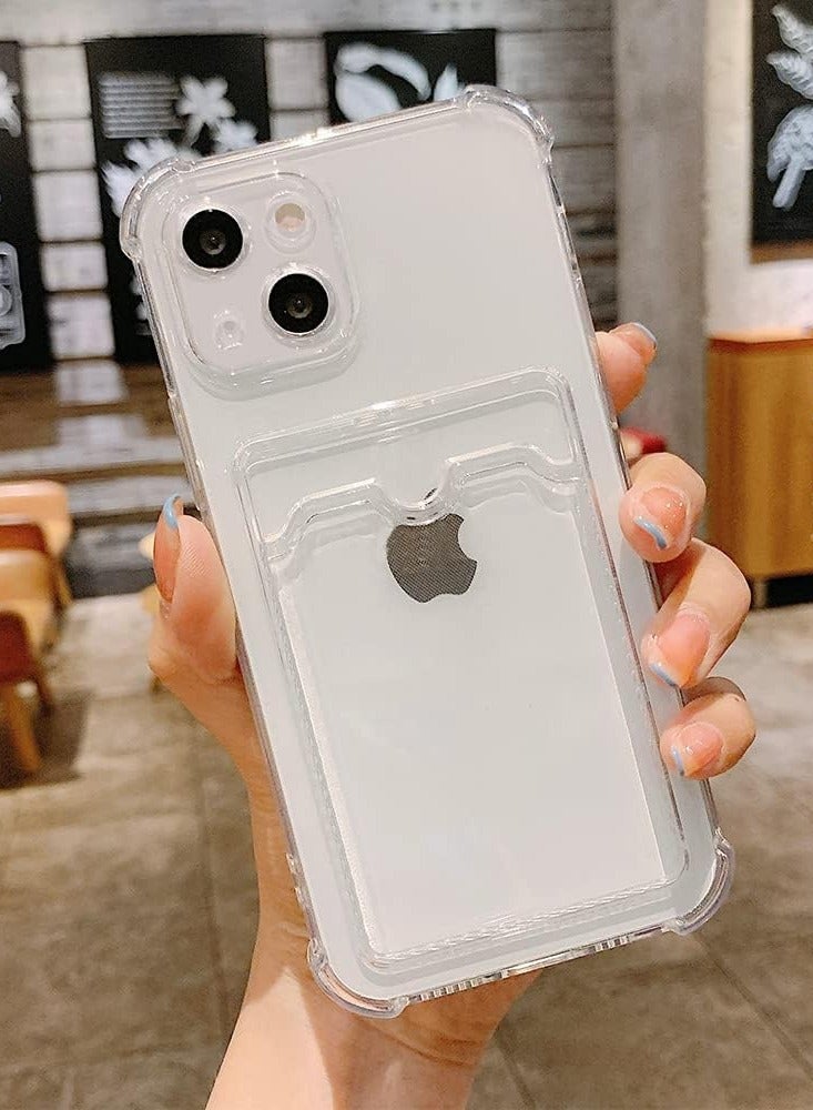 ten.tech TenTech Transparent cover with shockproof corners with card holder - card holder - heat-resistant polyurethane card holder for iPhone 13 - transparent  - Image 5