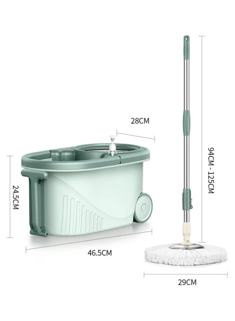 ماسكابوني ممسحة ارضيات دوارة مع دلو من الستانلس ستيل، ممسحة قابلة للدوران 360 درجة مع عصارة ومقبض قابل للتمديد 49 انش و3 رؤوس مايكروفايبر (ازرق فاتح) - Image 5