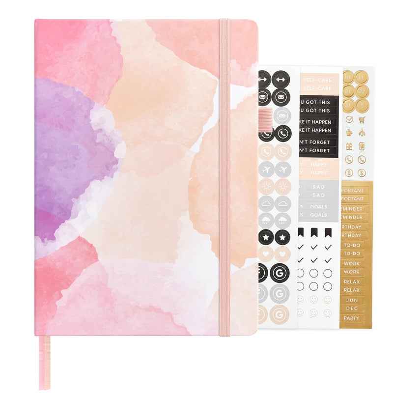 &And Per Se ⩓ Per Se Bullet Dotted Journal, A5 Hardcover Aesthetic Notebook â€“ 160 Pages 100gsm Thick Dot Grid Paper, 3 Sticker Sheets â€“ Gift-Ready Journaling Kit for Women (Blush Watercolor) - Image 1