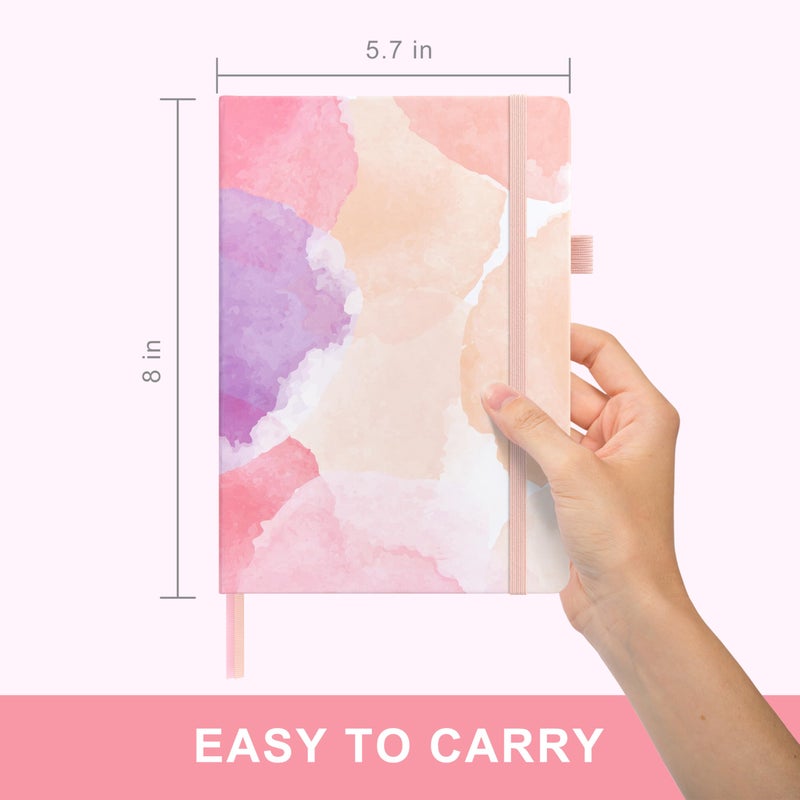 &And Per Se ⩓ Per Se Bullet Dotted Journal, A5 Hardcover Aesthetic Notebook â€“ 160 Pages 100gsm Thick Dot Grid Paper, 3 Sticker Sheets â€“ Gift-Ready Journaling Kit for Women (Blush Watercolor) - Image 2