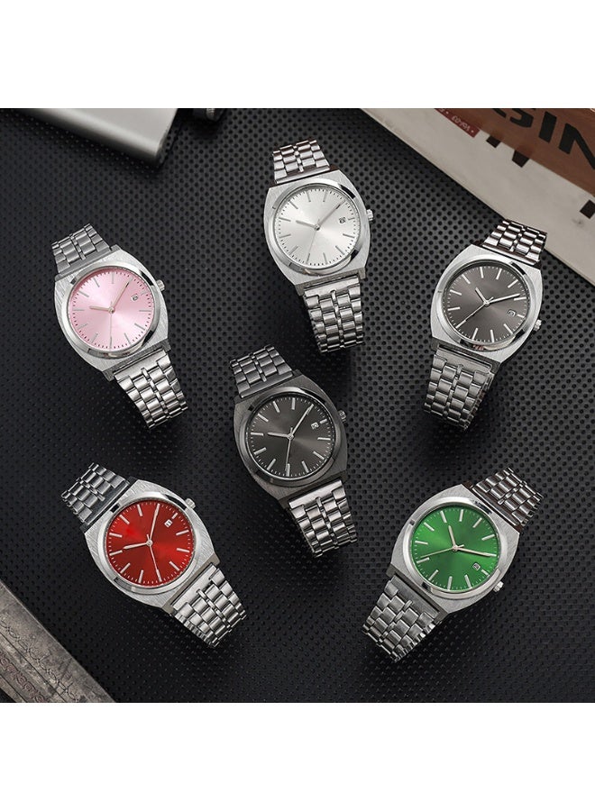 New Men Business Watch Fashion Stainless Steel Strap Calendar Quartz Movement - Image 3