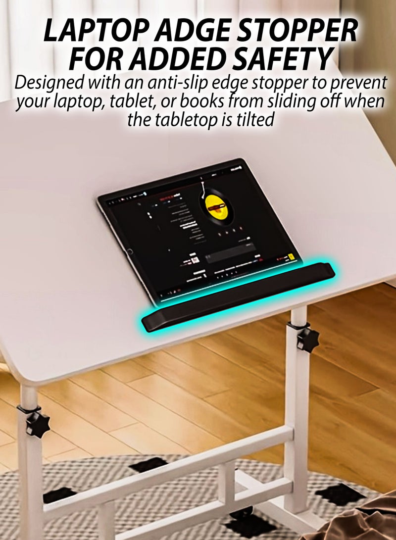 DBLEW Fully Adjustable Overbed Laptop Table 360 Degree Rotating 80cm x 50cm Tiltable Tabletop Portable Desktop Adjustable Mobile Podium Laptop Stand Rolling Computer Desk Cart, with Wheels For Home, Office Workstation, School, Hospital Tray Nursing Reading Writing Eating Over Sofa End Table With Adjustable Height Black - Image 5