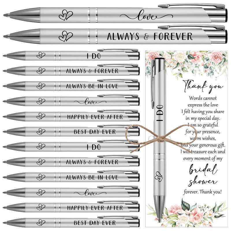 Chiisong 30 Sets Bridal Shower Favors for Guests Wedding Pens Bulk with Thank You Cards Bridal Shower Retractable Ballpoint Pen for Guest Gifts Game Prizes Wedding Souvenirs (Floral) - Image 1